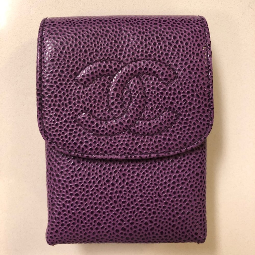 Chanel Pebbled Leather Case/Pouch - Purple